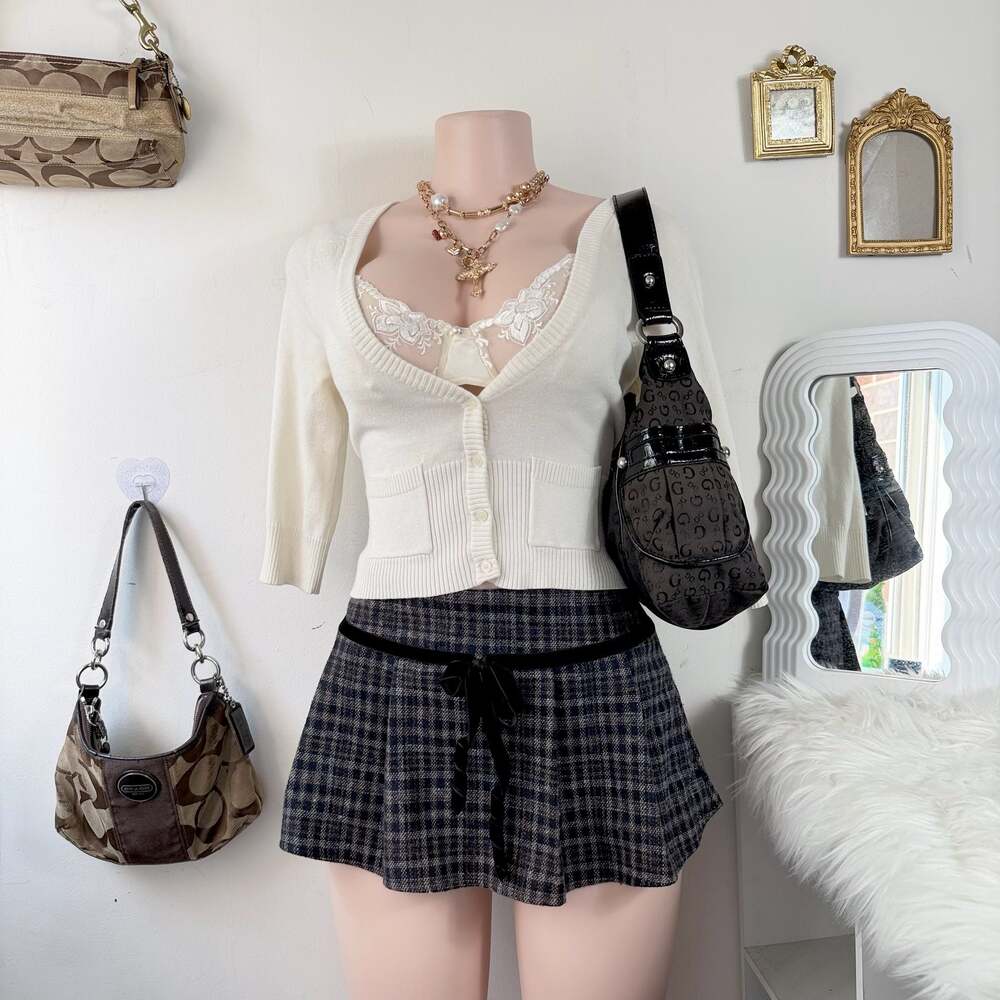 Y2K Preppy Knit Cardigan with Buttons